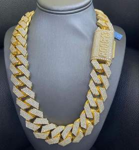 Cadena Cubana Hip Hop con Moissanita Claridad VVS, Chapada en Oro y Plata, Collar Unisex Iced Out - Product Image 1