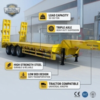 Semi-remorque à plateau surbaissé multi-essieux pour le transport d'équipements lourds, remorque à plateforme basse, remorque lowboy pour le transport d'excavatrices et de machines