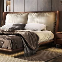 Lit flottant capitonné haut de gamme en cuir souple, lit double pour chambre principale, mobilier de maison
