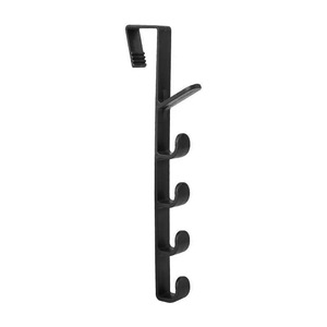 Porte-vêtements à suspendre sur la porte, 4 crochets, blanc/noir, en plastique, organisateur pour rangement de placard - Product Image 5