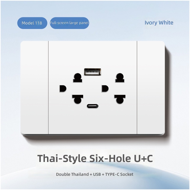Six trous thaïlandais + USB + Type-C