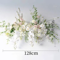 Décoration de scène de mariage DIY de luxe, centre d'événement, arrangement de roses blanches 3D, fleurs artificielles en soie, toile de fond Yeddu