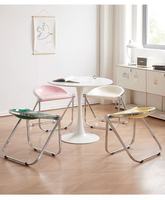 Table d'appoint et de chevet pliable moderne en acrylique transparent pour le camping et la salle de séjour