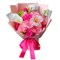 Oso de Jabón Artesanal Ecológico para el Día de San Valentín, Ramo de Flores en Caja de Regalo, con Certificación MSDS, Regalo Romántico