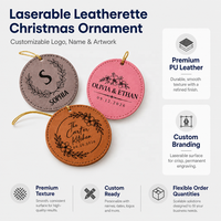 Ornement de Noël en similicuir gravable au laser, décoration de Noël gravable au laser, étiquette suspendue en similicuir double face