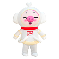 Costume de mascotte cochon noir et blanc gonflable personnalisé pour événements publicitaires, avec ventilateur intégré