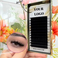 Extensions de cils personnalisées en gros de haute qualité 0.03 0.05 0.07, doux, mats, velours, cachemire, noirs, faciles à poser, en plateaux