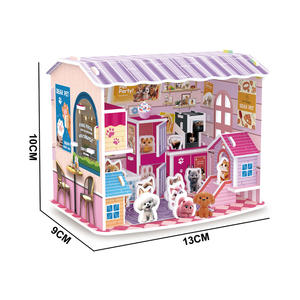 Puzzle 3D créatif, magasin d'animaux de compagnie en dessin animé, micro-maison, puzzle DIY pour enfants, jouet éducatif avec lumières LED - Product Image 5