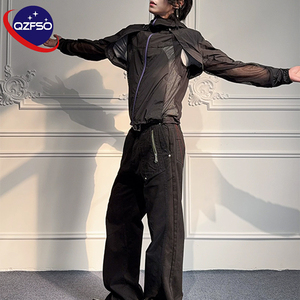 QZFSO Custom Streetwear <b>Lightweight</b> Mesh Zip up Windbreaker Breathable Quick-dry Polyester Sun Protection <b>Jacket</b> With Hood - Product Image 4