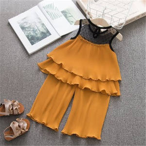 Vêtements pour filles, pantalon large et haut pour enfants, 90% coton, 10% polyester, t-shirt avec logo, ensemble boutique - Product Image 6