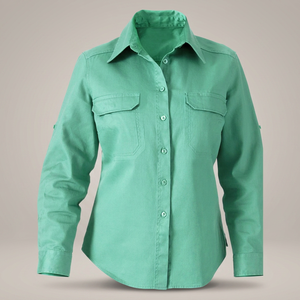 Camisas de Trabajo Industriales para Mujer, Hechas a Medida, con Serigrafía, Sin Costuras, de Manga Larga, Transpirables, de Sarga de Algodón - Product Image 3