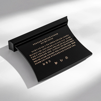 Plaque en cristal K9 incurvée noire moderne avec gravure dorée personnalisée pour la reconnaissance d'entreprise, la coopération avec des partenaires, souvenir, cadeau