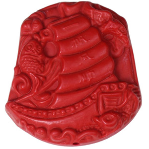 Pendentif en cinabre rouge, thème « Navigation Sereuse », ornement de naissance, 50x40x12mm, cadeau unisexe, breloque de collier - Product Image 5