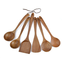 Ensemble de 6 ustensiles de cuisine en bois d'acacia, accessoires de cuisine pour une utilisation en cuisine