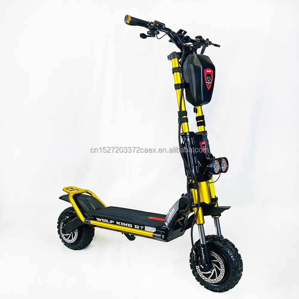 Wolf King GT Pro Electric Scooter Gold Color Sine Wave TFT Display 72V 35Ah 2000Wx2 Skateboard Powerful Adult Foldable