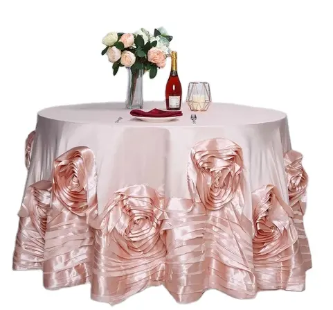 buy luxury large extra rosette wedding party fabric table cloth rectangle outdoor satin flower tablecloth decoration