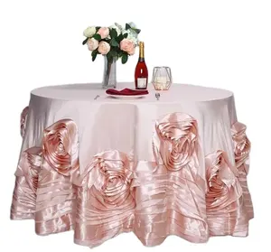 Taplak meja dekorasi pesta pernikahan, taplak meja kain satin bunga ekstra besar mewah