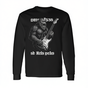 Maglietta a maniche lunghe Bigfoot che suona la chitarra Sasquatch, girocollo unisex, per adulti, promozionale - Product Image 2