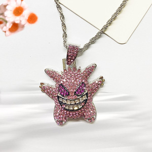 18K 골드 도금 스테인레스 스틸 사용자 정의 목걸이 작은 괴물 지르콘 힙합 보석 소녀 - Product Image 1