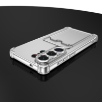Étui de téléphone portable transparent souple en TPU avec fente pour carte de poche pour Samsung Galaxy S26 Ultra, coque arrière pour S26 + S26 Edge