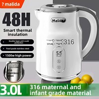 Ketel Listrik Stainless Steel 316 Berinsulasi Lapis Ganda Kapasitas 2L+ Kontrol Digital Mati Otomatis Untuk Penggunaan Mobil & Hotel