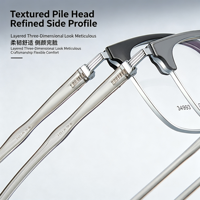 34993 Montures de lunettes de vue en alliage de haute qualité, design demi-cerclé dimensionnel, fabrication méticuleuse