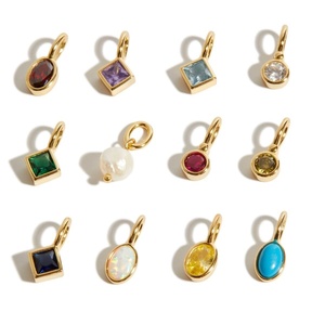 Acier inoxydable Cristal Cube Géométrie Opale 18k Or Perle Pierre Naturelle Ovale Pierre de Lune Pierre Précieuse Designer Diy Collier Pendentif - Product Image 1