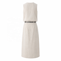 Top sans manches en lin et viscose mélangés à col rond pour femme - Ensemble robe mi-longue nouveau style été - Fabrication sur mesure en usine