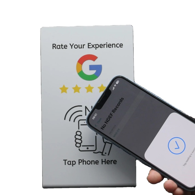 Sunlan 13.56MHz NFC Display Stand Touchless QR Code Google Review Waterproof PVC Material RFID NFC Menu Interface NFC Stand