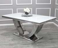 Karois — Table à manger de luxe moderne, meuble de maison, haut en marbre, pieds en acier inoxydable, plan en marbre
