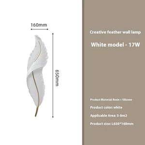 مصباح حائط LED عصري بتصميم إسكندنافي، 30 واط، 3 ألوان إضاءة، يعمل بجهد 110/220 فولت، بتصميم ريشة وهيكل من الراتنج، مثالي لإضاءة ديكورية للمنزل وخلفية التلفزيون وجانب السرير - Product Image 5