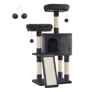 <strong>Cat</strong> Tower House Modern Gray Interactive Toys Plush <strong>Cat</strong> Bed <strong>Condo</strong> with Scratcher - Product Image 4