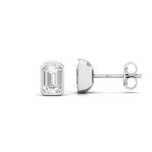 0.555ct <b>Emerald</b> Cut CVD Lab Grown Diamond Solitaire <b>Earrings</b> 10K Gold Plated Trendy Elegant Sparkling Design Jewelry Gift Women - Product Image 4