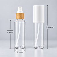 Flacon pulvérisateur PET 90 ml à brume fine avec anneau en bambou pour cosmétiques, soins de la peau, parfums – Rechargeable et portable pour le voyage