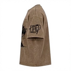 T-shirt Marron Oversize Respirant pour Homme en Coton à Manches Courtes Col Rond Imprimé Dessin Animé Décontracté Coupe Ajustée - Product Image 4