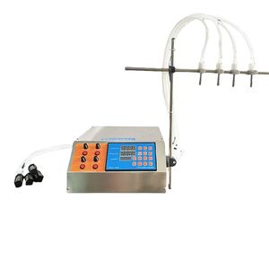 Machine de remplissage de bouteilles en plastique de type table à 4 buses pour produits alcoolisés, shampoings, savons, cosmétiques, boissons, jus d'orange, miel et alcool - Product Image 1