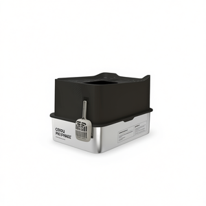 Caja de arena para gatos rectangular de plástico, manual, cómoda, para amigos felinos - Product Image 1