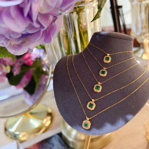 Collier Xinfly en or jaune 18 carats, style tendance, pierre précieuse véritable, pendentif émeraude et diamant 0,35 ct avec chaîne à maillons - Product Image 5