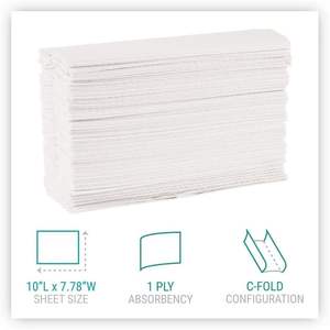 Windsoft 101 Toallas de papel plegables en C en relieve Blanco suave 10 1/10X13 1/5 200/paquete 12 paquetes/cartón para cocina y baño - Product Image 5