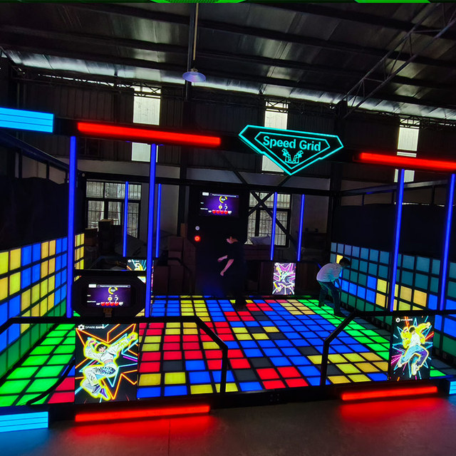 JAMMA OEM Manufacturer Active Game LED Tiles System Interactive Metal LED Dance Floor for Indoor Kid Games & Trampoline Parks