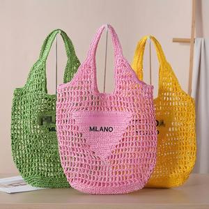 Borsa <span class=keywords><strong>da</strong></span> Spiaggia Artigianale Estiva/Autunnale/Invernale per <span class=keywords><strong>Donne</strong></span> con Tessuto in Paglia Personalizzabile, Chiusura Aperta, Design Trendy Ricamato - Product Image 2