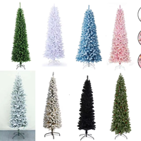 Vente en gros d'arbres de Noël lumineux floqués, arbres de Noël en forme de crayon, décoration de Noël