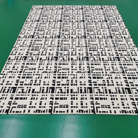 Tapis faits main en laine de Nouvelle-Zélande, luxe, style moderne minimaliste Wabi-Sabi, noir et blanc, pour salon et chambre.