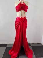Ensemble deux pièces Bettergirl 2026 Nouvelle Collection – Jupe moulante sexy en satin couleur unie avec dos nu et décolleté halter