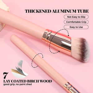 3 pièces en gros, nouveau design, correcteur de teint, en vrac, portable, professionnel, marque privée, bois rose, luxe, personnalisé, pinceau de maquillage professionnel unique - Product Image 3