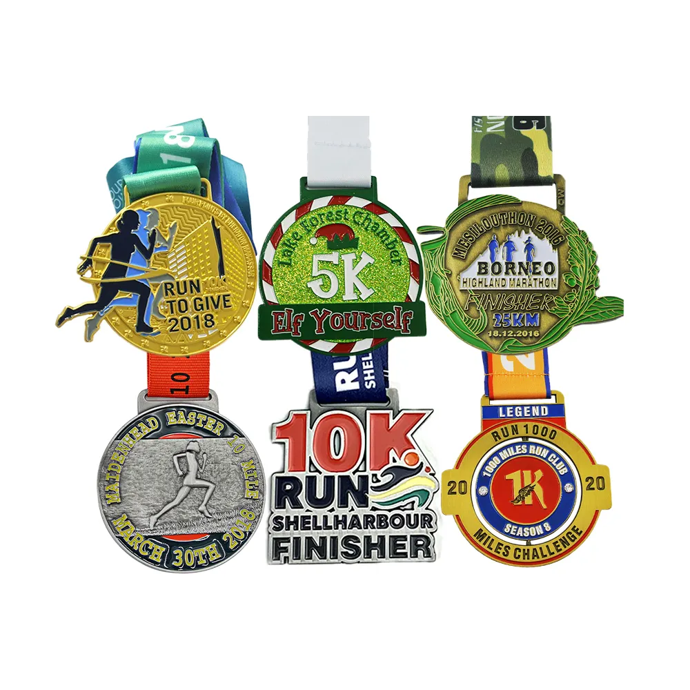 Medal Manufacturing Sublimasi Miracle Race Finisher 5K Hadiah Olahraga Kustom Lari Logam dengan Pita