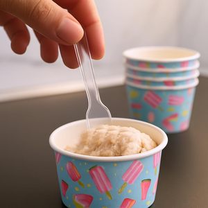Cucchiaio compostabile trasparente per gelato da 10 cm, cucchiaio monouso per servire il gelato - Product Image 5