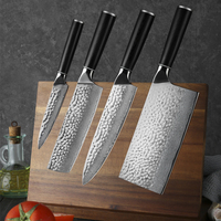 Luxe 4 pièces japonais 67 couches damas acier cuisine couperet Chef couteau utilitaire de cuisine avec poignée G10