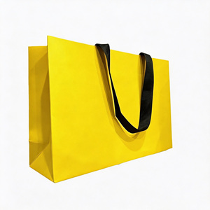 Custom Black Paper Shopping <b>Bag</b> With Flat Handles Classic Style Art Paper Business Gift Packaging - Product Image 3