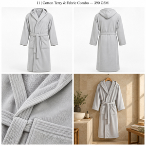 Bata de Baño con Capucha de 390 g/m², Interior de Felpa de Algodón, Exterior de Tela Lisa, con Bolsillos y Cinturón, para Hotel y Spa - Product Image 2